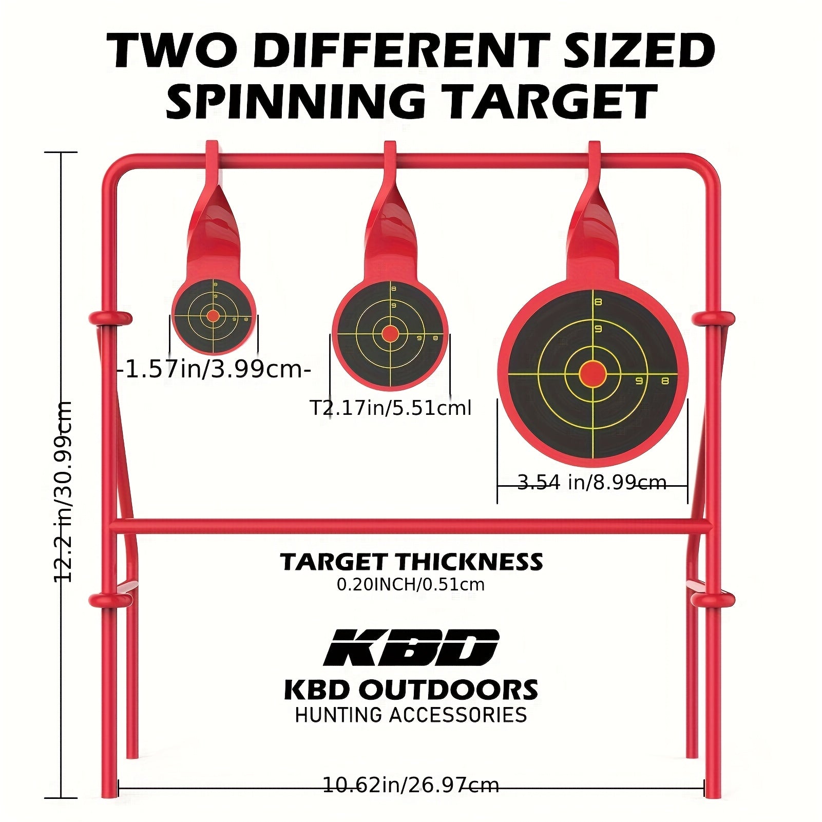 Rimfire Spinner Shooting Target with Stand Triple Spinner Foldable Steel .22LR Outdoor Shooting Practice with 15-Pack Bullseye Paper Targets