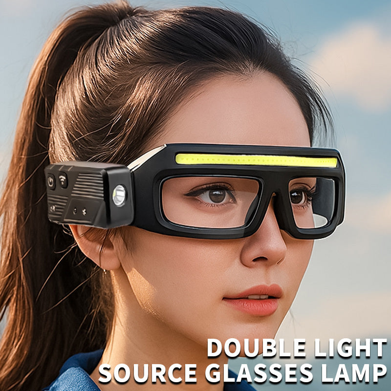 LED Headlamp Head Torch with Rotatable Beam Adjustable Brightness Strobe Mode for Night Running Cycling Fishing Camping Glasses Light Head Mounted Flashlight Yellow Blue