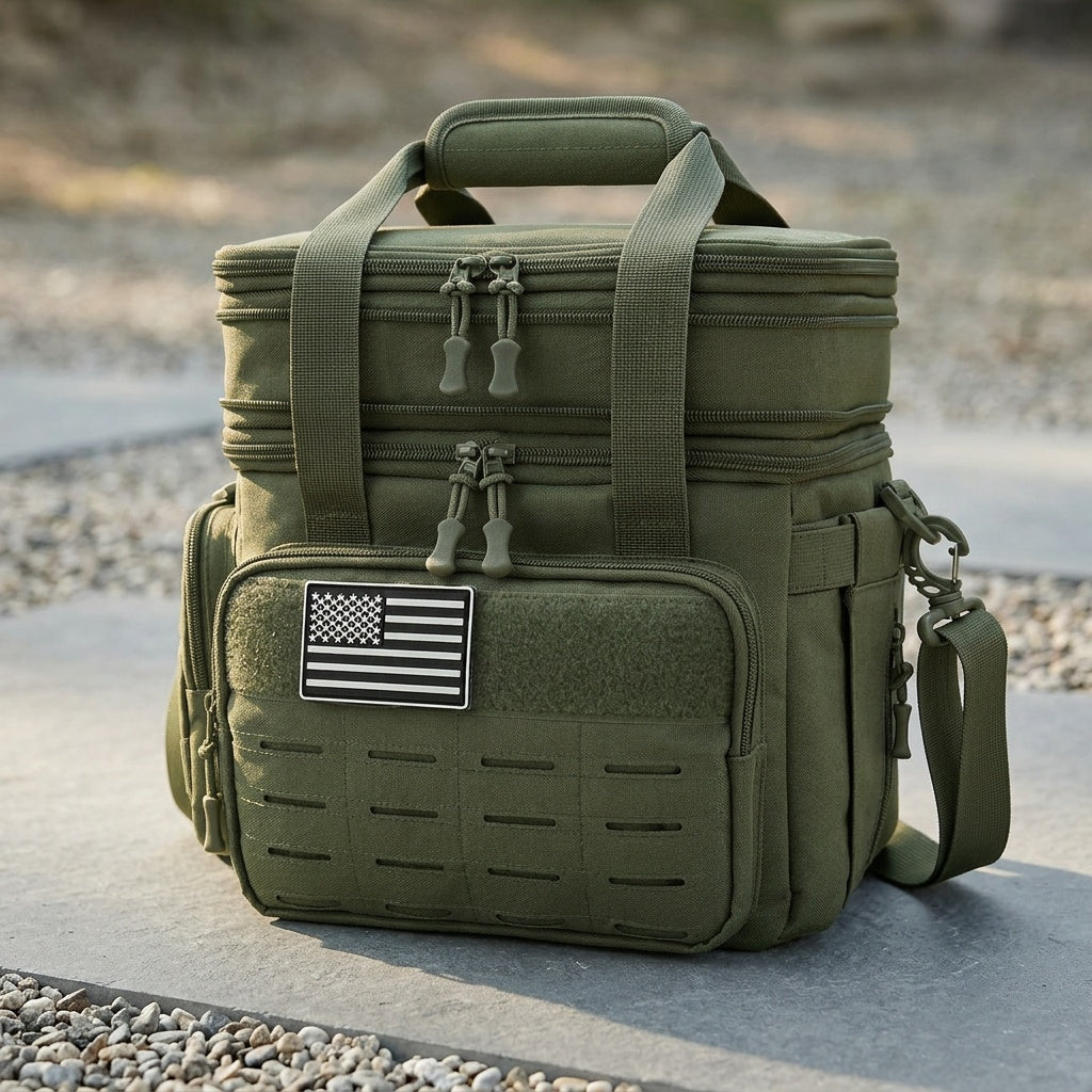 Tactical Insulated Lunch Bag for Men Women with MOLLE Webbing – Large Leakproof Cooler Bag 18L / 3.7gal Expandable Double Compartment Meal Prep Bag for Work Camping Hiking Picnic