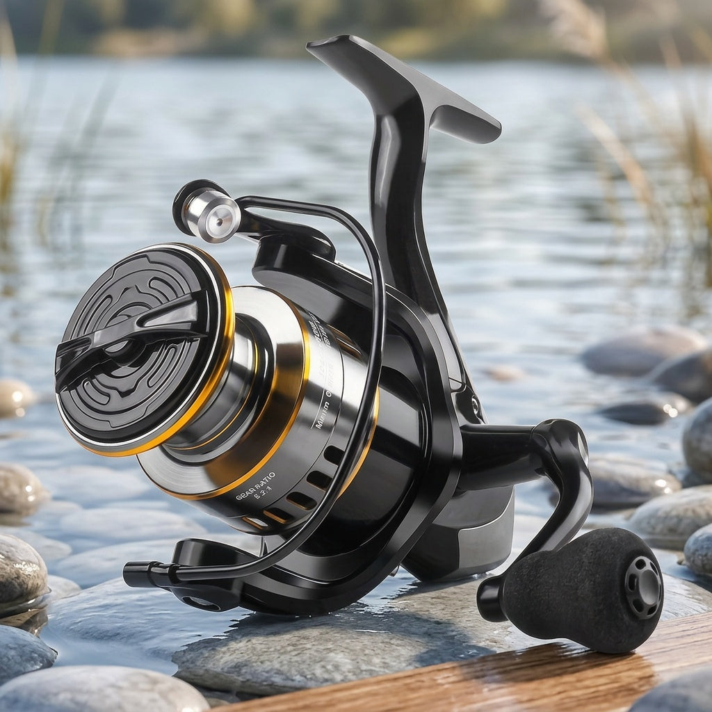 Spinning Fishing Reel Metal Body 5.2:1 Gear Ratio 22LB Drag Left Right Hand – Freshwater Saltwater Reel HE500 to HE7000