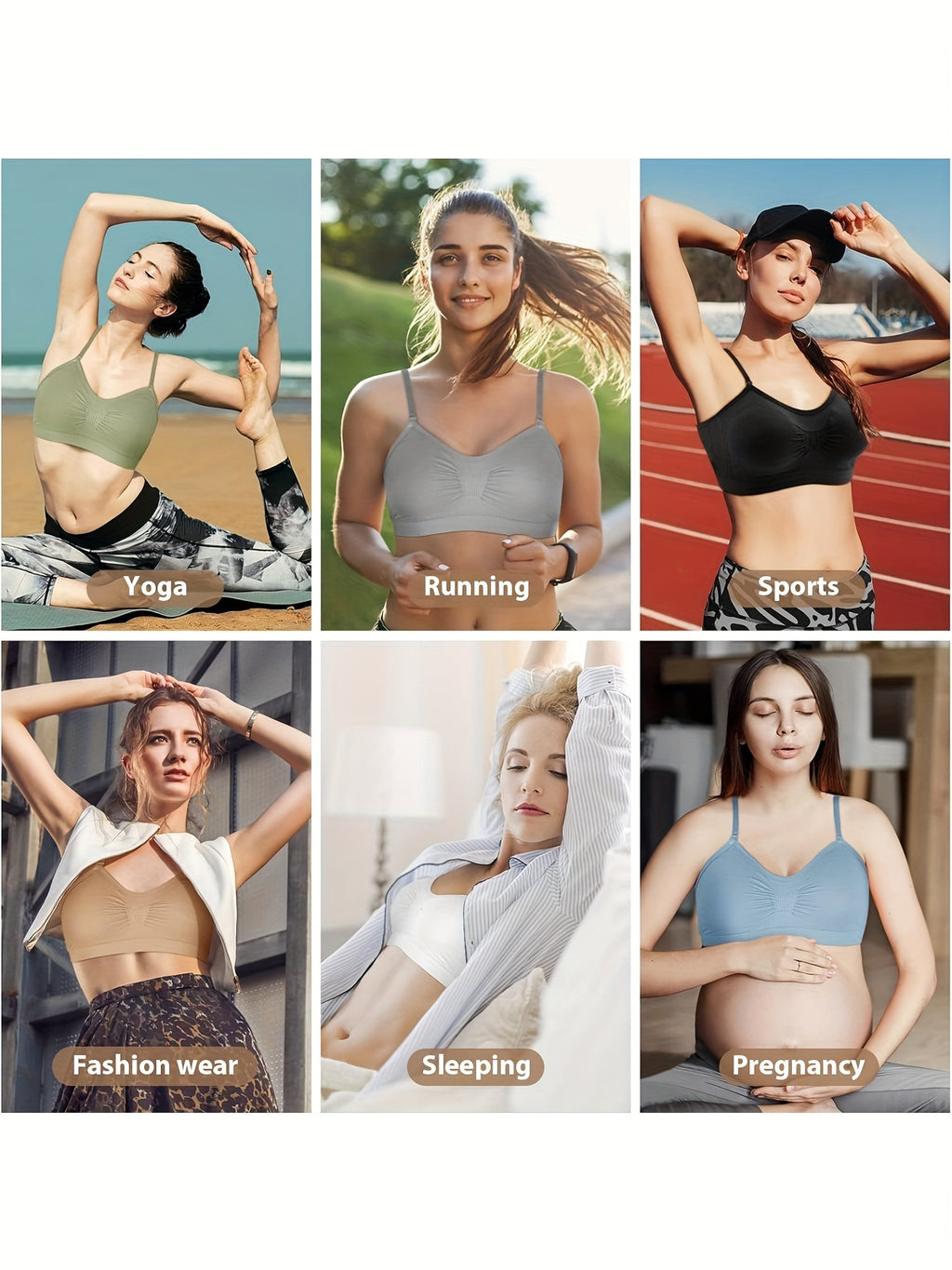 Padded Bralette 4-Pack Wireless V-Neck Adjustable Straps Cami Bra Sports Bra Tank Top Bra for Women Sizes S-XL Multiple Colors