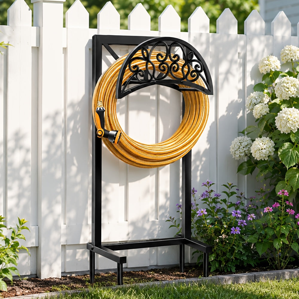 Garden Hose Holder Freestanding – Heavy-Duty Metal Hose Rack with Ground Spikes, Rust-Resistant, Detachable Organizer for Outdoor Lawn, Patio & Garden Beds | Multiple Styles