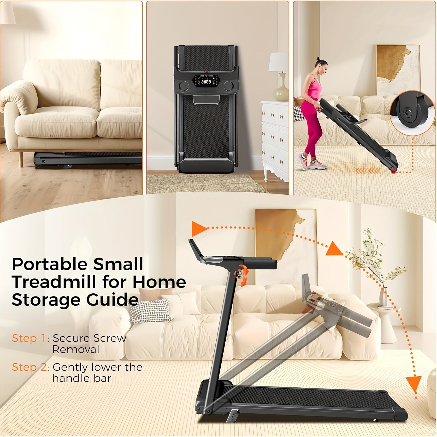 Foldable Treadmill 3-in-1 14% Incline 300 Lbs 3.0HP Quiet Walking Pad – Portable Home Gym Walking Jogging Running Machine with Handle