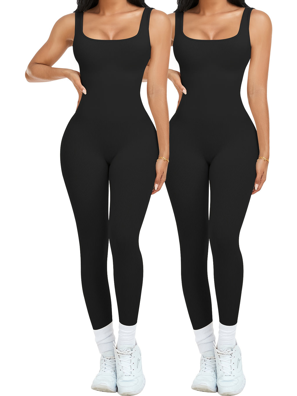 Women's Sleeveless Jumpsuit Yoga Pilates Running Fitness Activewear – 90% Nylon Stretch Fabric, Square Collar, S-XL, Multiple Colors