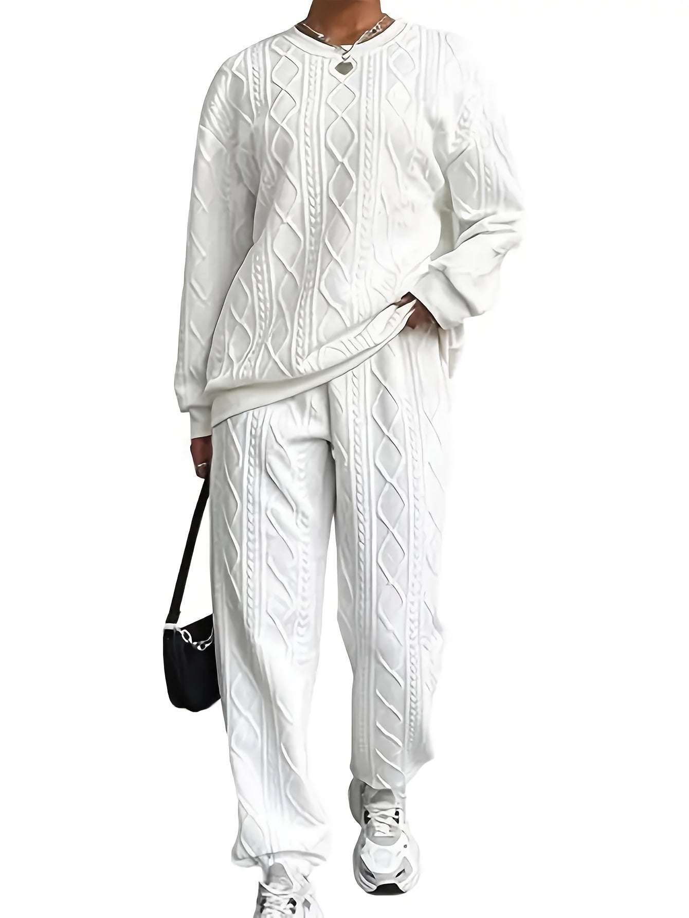 Women's Casual Pullover Two-Piece Set Long Sleeve Top & Jogging Pants – Spring Fall Loungewear S-XXL