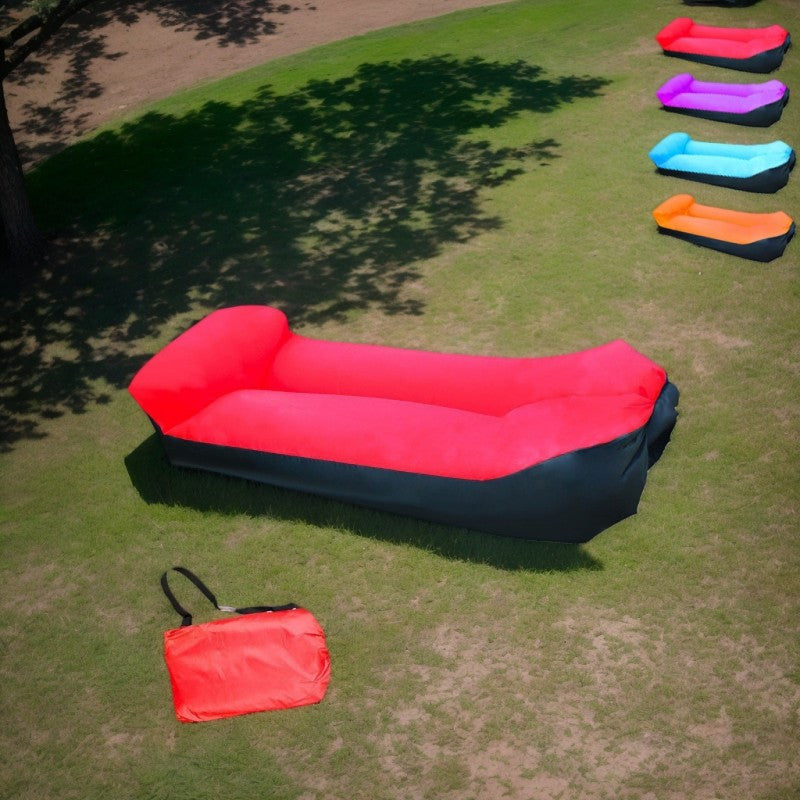 Portable Inflatable Camping Sofa Lounger Chair – Quick Inflate Outdoor Recliner for Beach, Backyard & Camping in Blue, Purple, Red & Green