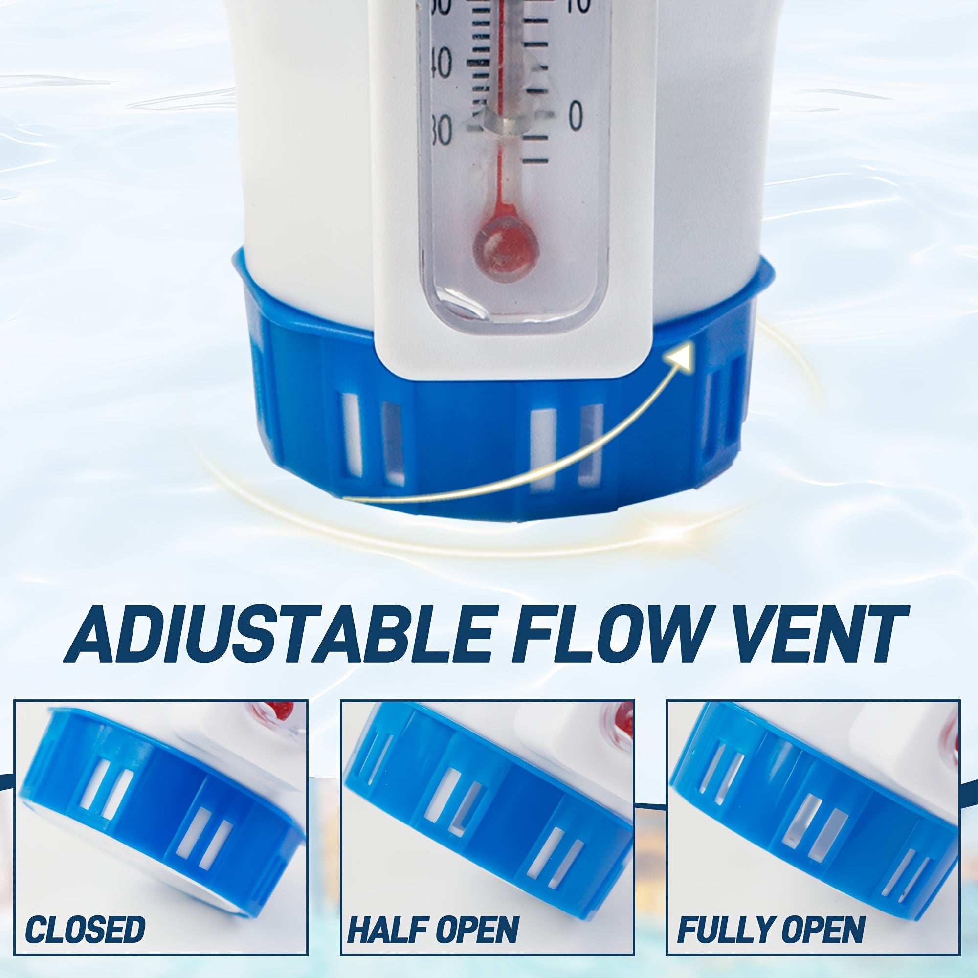 Floating Chlorine Dispenser Pool Chlorine Tablet Floater Adjustable Flow Vents for Above Ground In-Ground Pools Hot Tub Spa 1-Inch Tablets