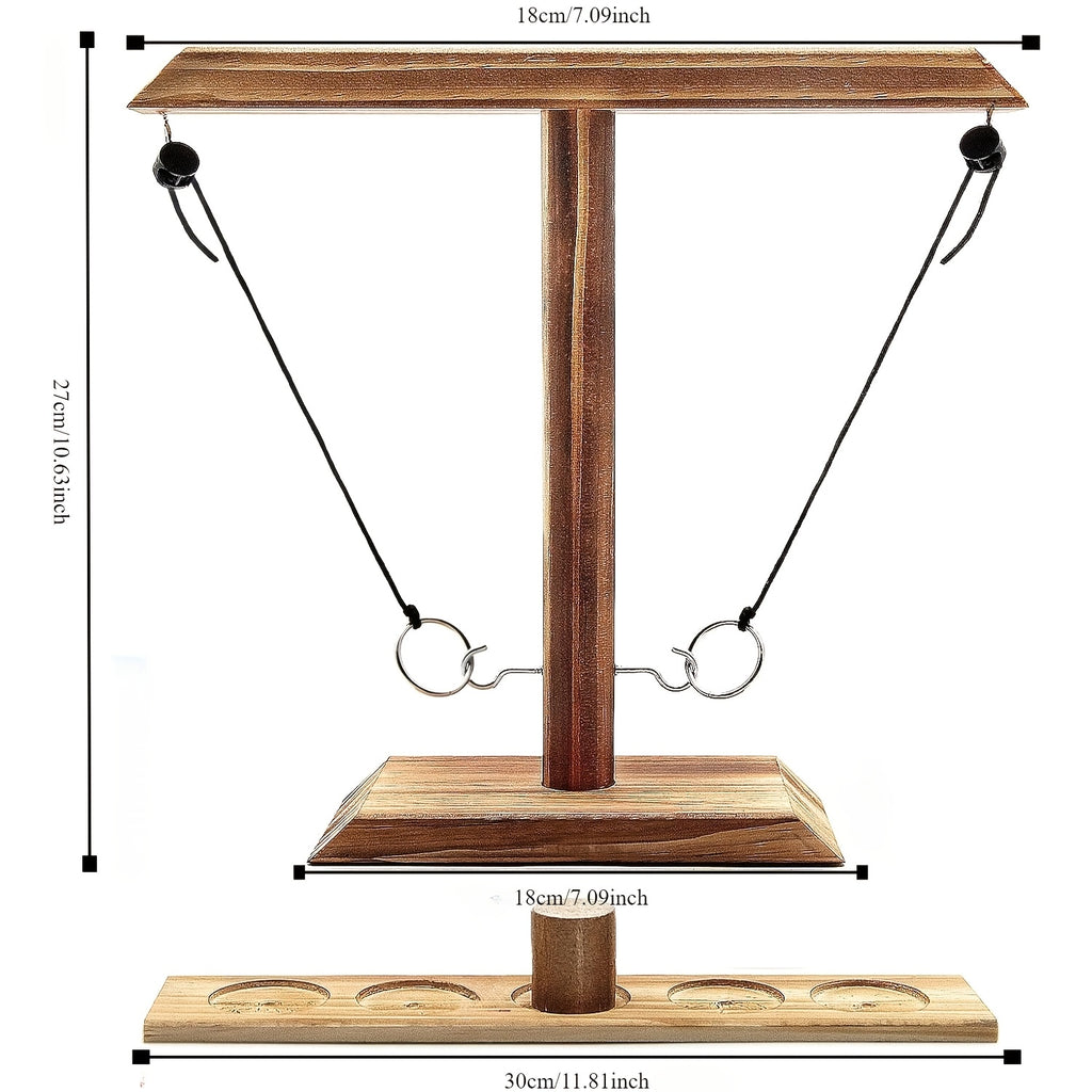 Wooden Ring Toss Game Hook and Ring Game - Indoor Outdoor Party Game for Family Gatherings Bar Backyard Camping, Easy Assembly Natural Wood Design, Fun Holiday Gift for Adults Kids