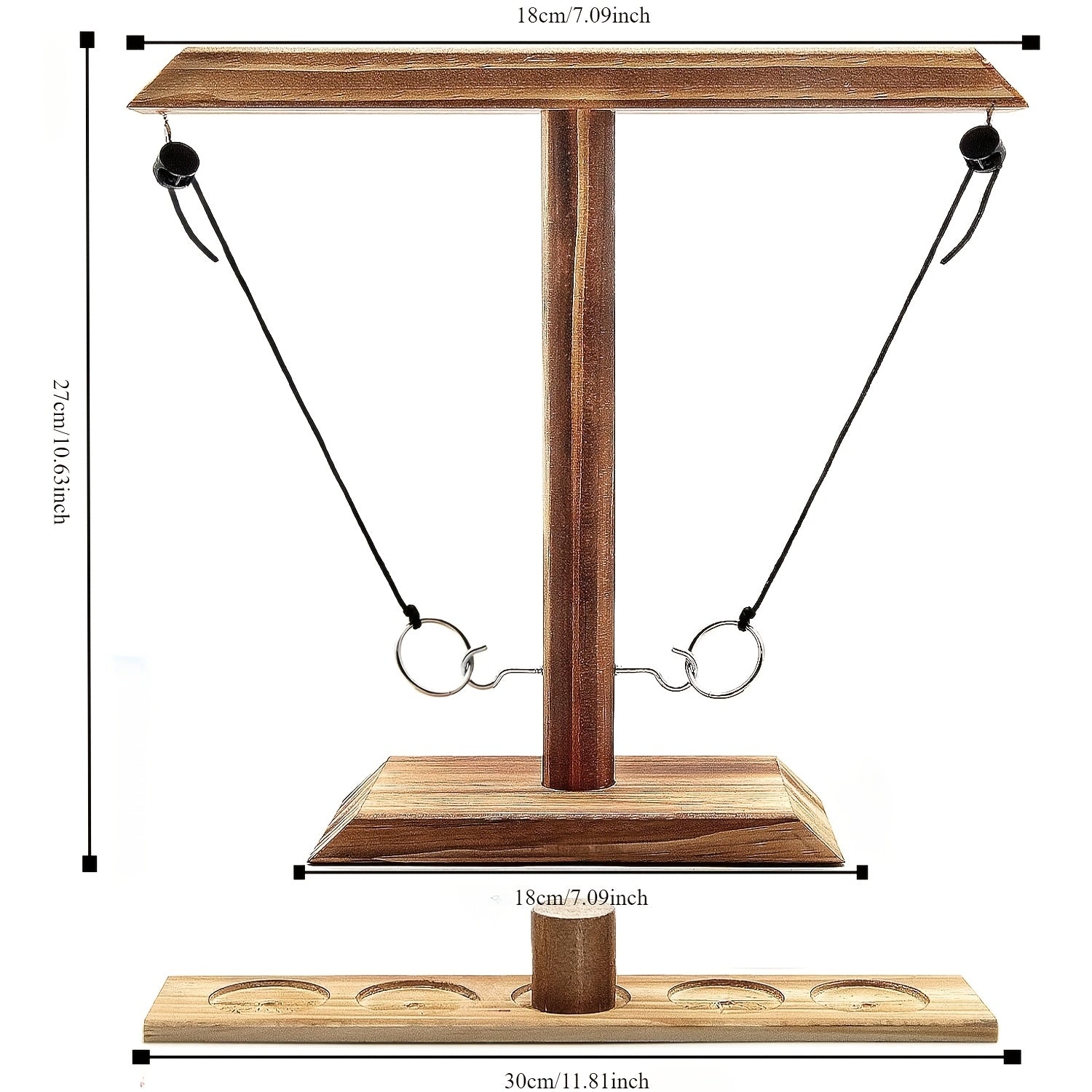 Wooden Ring Toss Game Hook and Ring Game - Indoor Outdoor Party Game for Family Gatherings Bar Backyard Camping, Easy Assembly Natural Wood Design, Fun Holiday Gift for Adults Kids