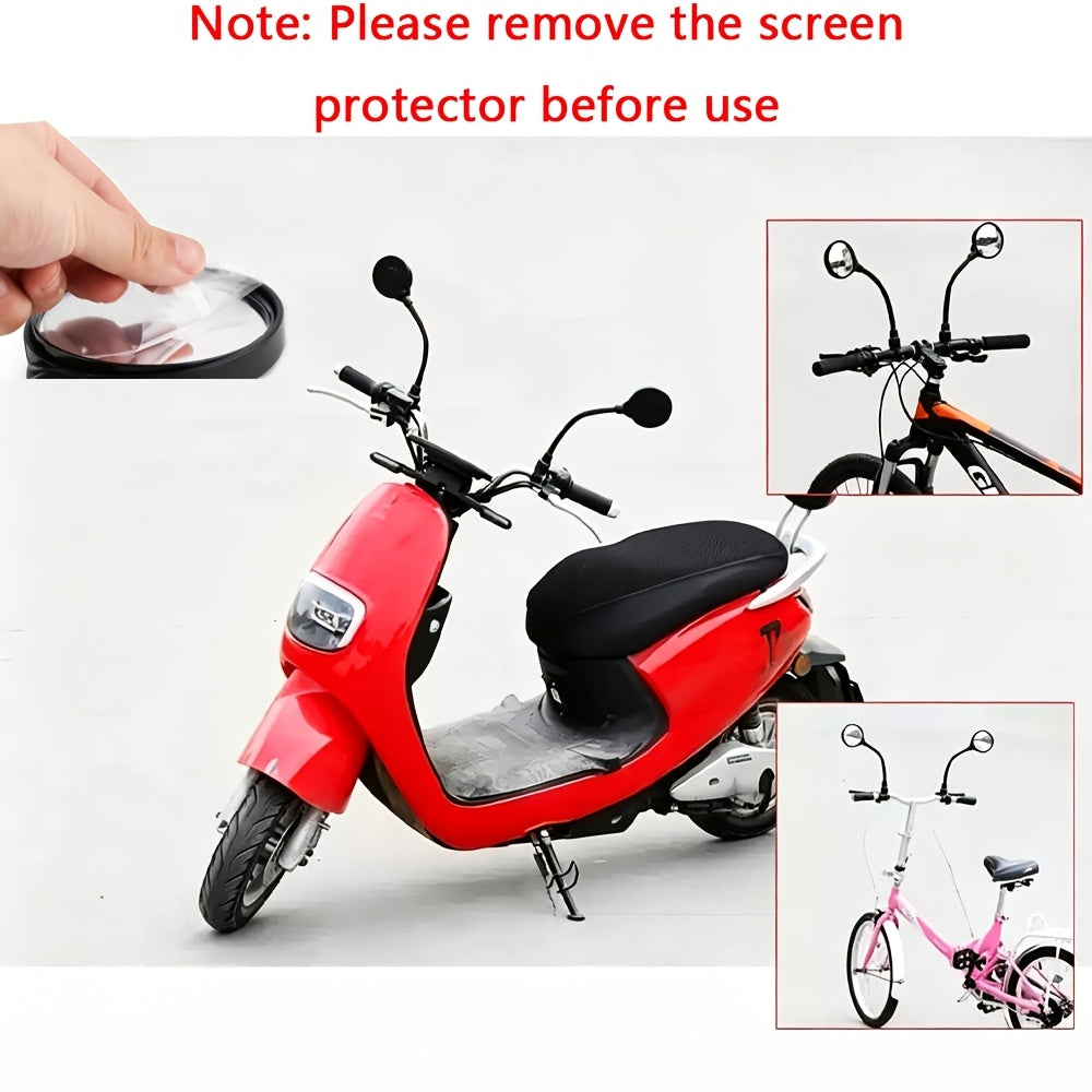 Bicycle Rearview Mirror with Built-In Bell – 360° Rotatable Handlebar Mount, Wide-Angle Convex Lens & Shatterproof Glass for Road & Mountain Bikes, Single or 4pcs Set