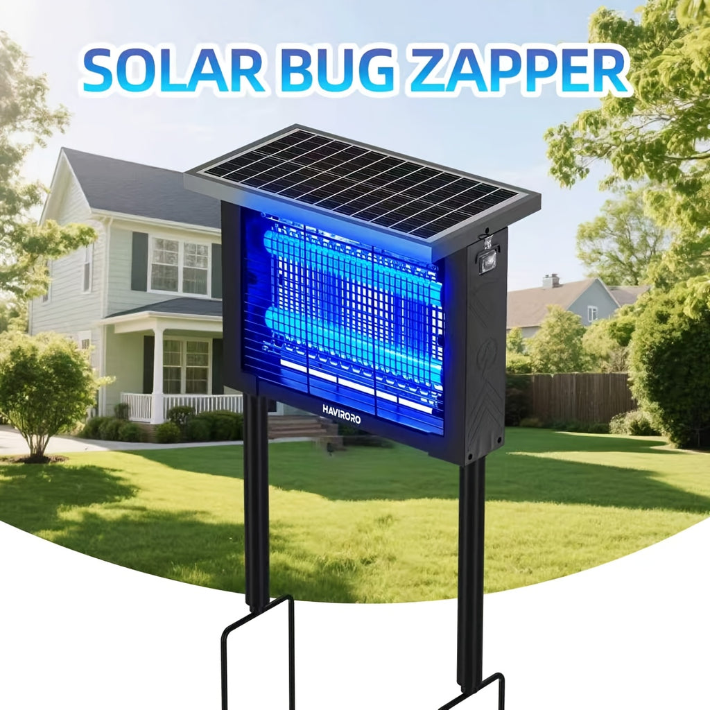 Solar Powered Bug Zapper Outdoor 4500V Electric Insect Killer - Wireless Portable Mosquito Trap Fly Killer Moth Zapper for Home Patio Backyard Camping