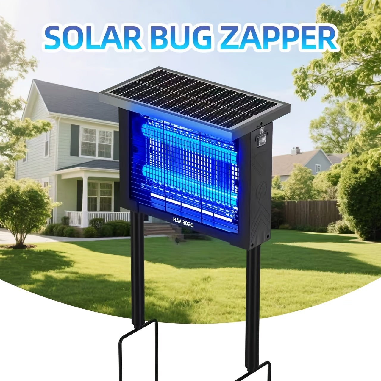 Solar Powered Bug Zapper Outdoor 4500V Electric Insect Killer - Wireless Portable Mosquito Trap Fly Killer Moth Zapper for Home Patio Backyard Camping
