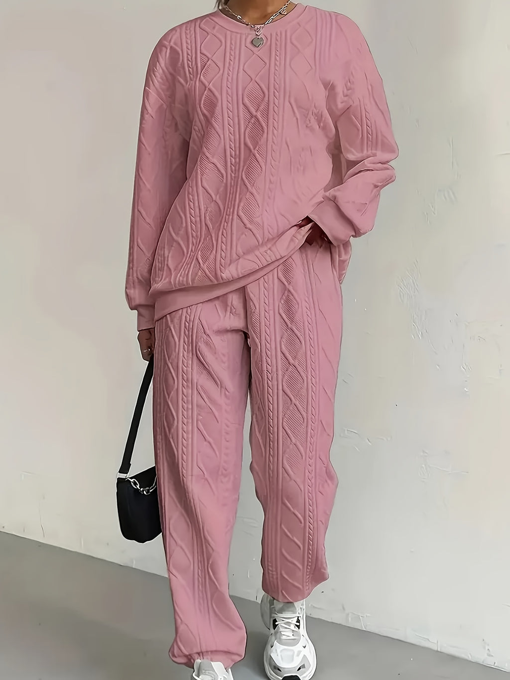 Women's Casual Pullover Two-Piece Set Long Sleeve Top & Jogging Pants – Spring Fall Loungewear S-XXL