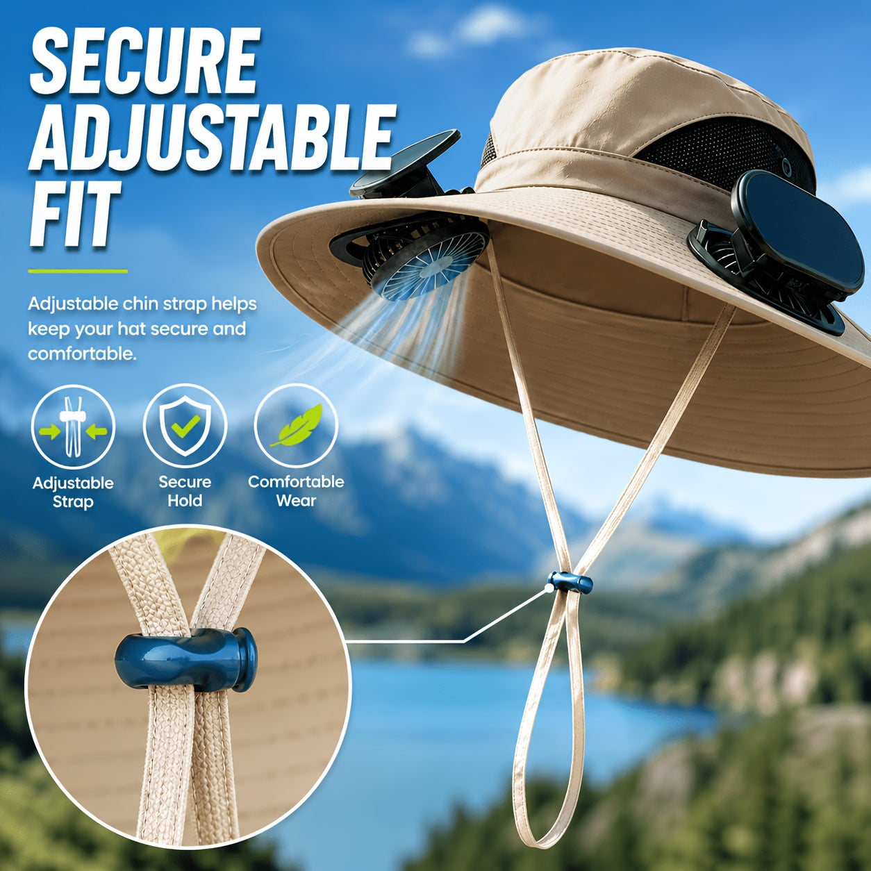 Solar Fan Hat with Dual Cooling Fans – Breathable Wide Brim Sun Hat for Men & Women, Adjustable Speed, UV Protection for Farming Gardening Hiking Outdoor Summer Work