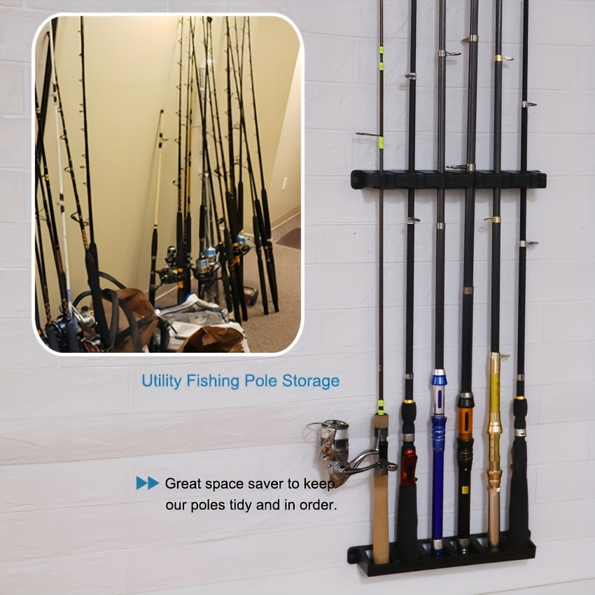 Wall Mount Fishing Rod Holder with High-Density Foam – Multi-Compartment Storage Box & Garage Sports Equipment Organizer for Fishing Gear, Rods & Outdoor Accessories