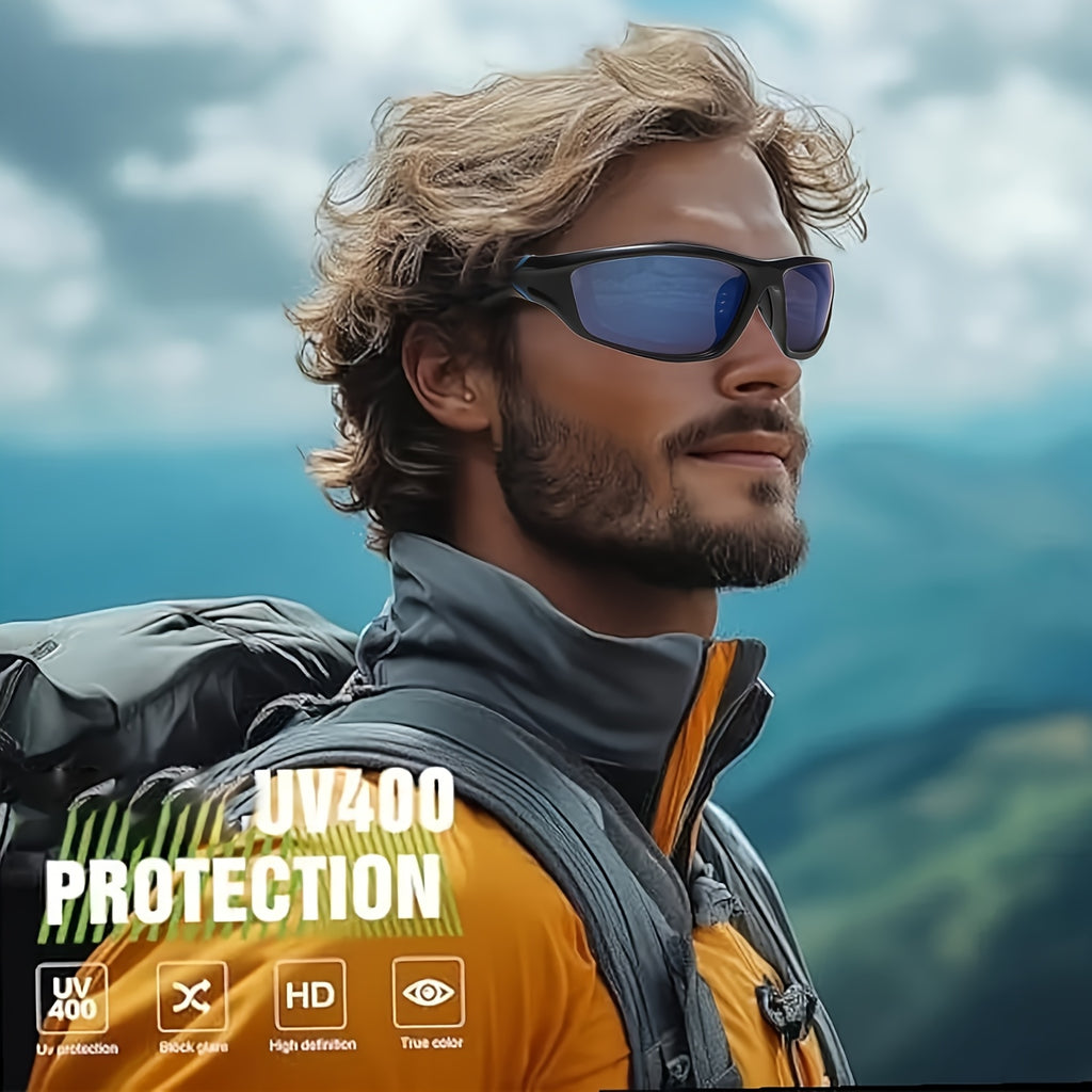 Polarized Sports Sunglasses 4 Pairs UV Protection Full Frame Outdoor Glasses for Men Women Cycling Running Fishing Rock Climbing Hiking Travel Leisure
