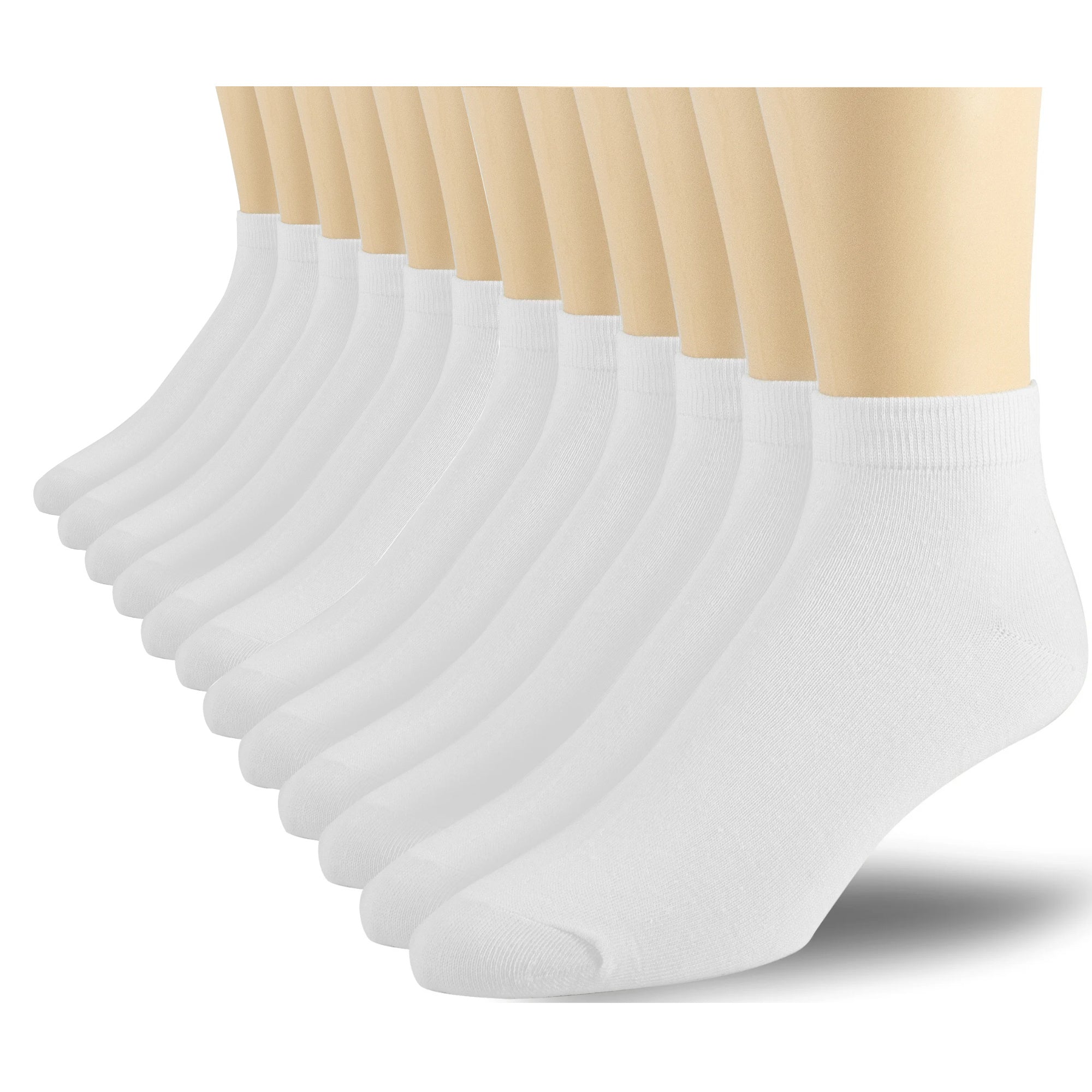 Athletic Cotton Ankle Socks 12-Pack for Men Women – Low Cut Breathable Moisture-Wicking Running Sport Socks, Reinforced Heel & Toe, White Black Mixed, Sizes 9-11 & 10-13