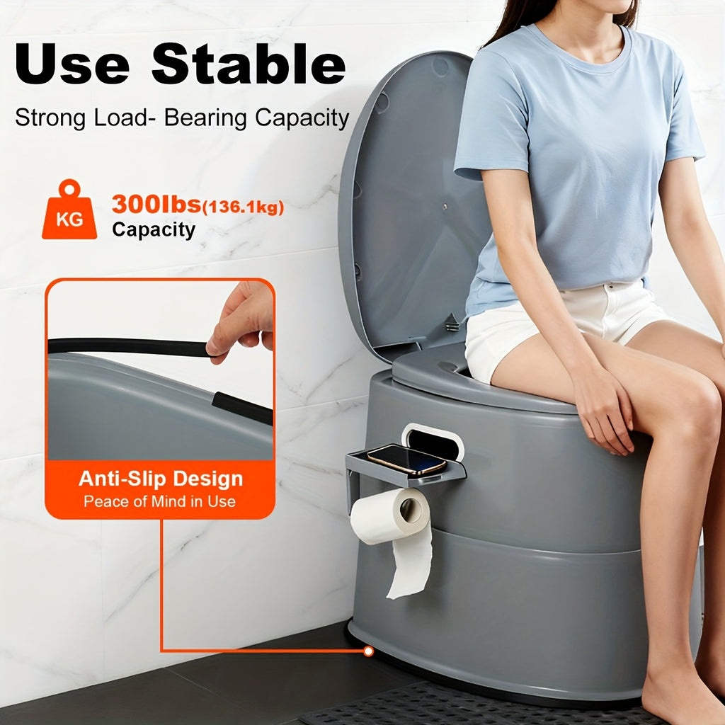 Portable Toilet for Adults & Seniors – Extra Large Camping Commode with Detachable Inner Bucket & Removable Paper Holder, Lightweight Compact for Camping, RV, Boat, Van & Emergency Use