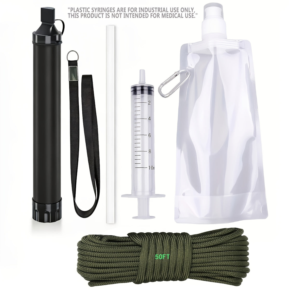 Survival Water Filter Straw 10000 Gallons Portable Personal Water Purifier for Camping Hiking Backpacking Emergency Filtration BPA Free