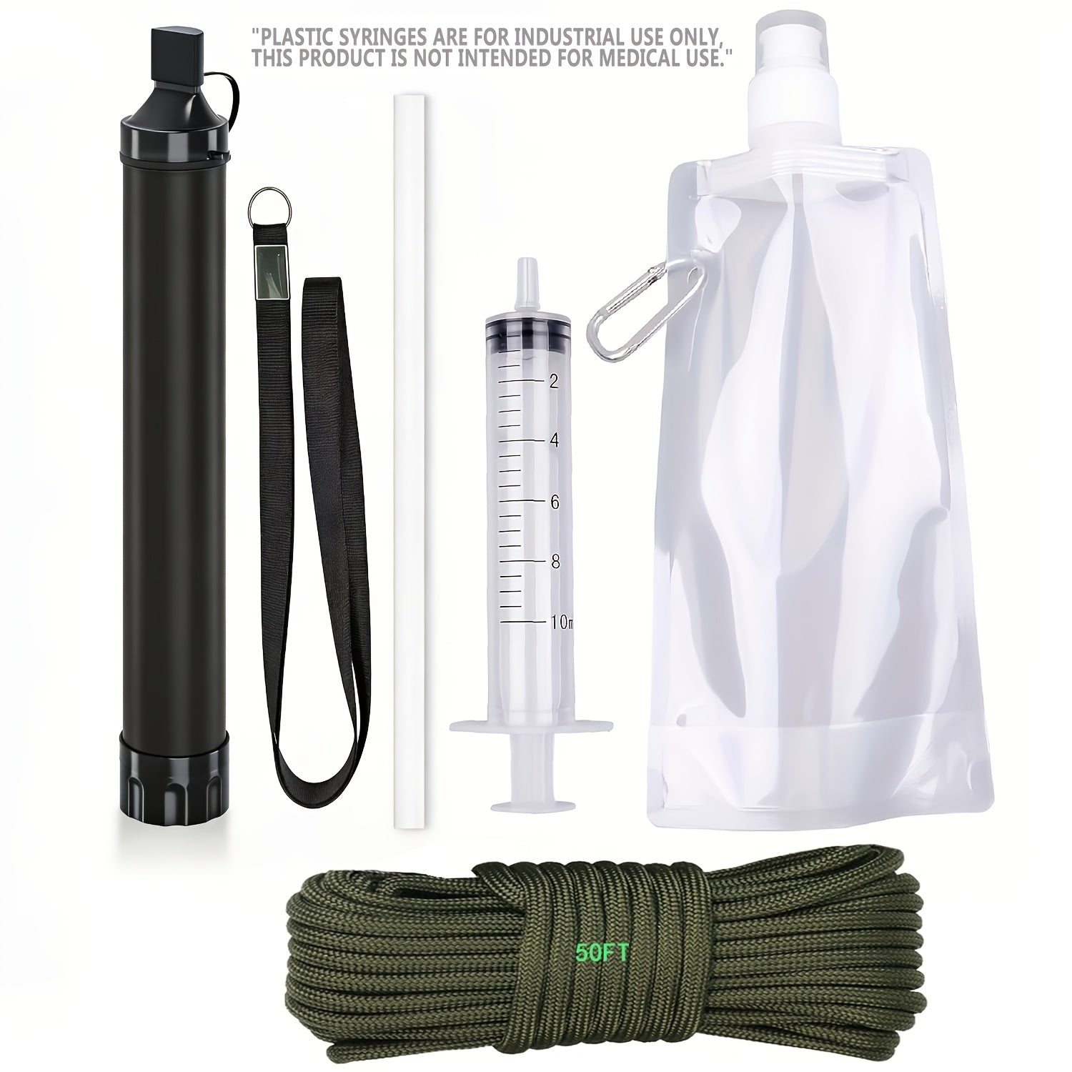 Survival Water Filter Straw 10000 Gallons Portable Personal Water Purifier for Camping Hiking Backpacking Emergency Filtration BPA Free