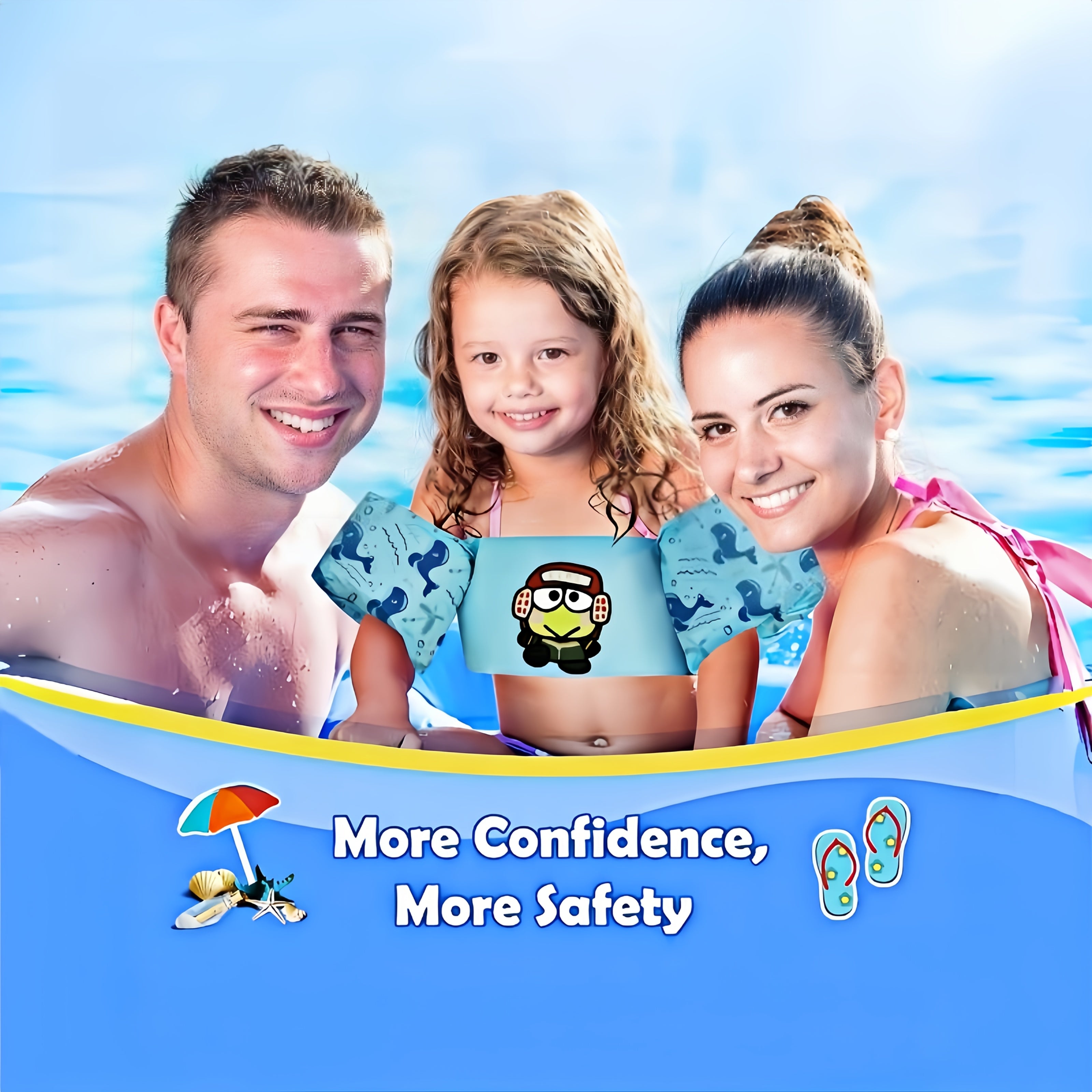 Kids Swimming Vest Toddler Floaties 20-50 lbs - Cute Cartoon Swim Jacket with Adjustable Strap - Baby Arm Float Water Wing Swim Aid for Boys Girls Ages 2-6 - Beach Pool Swimming Safety Vest