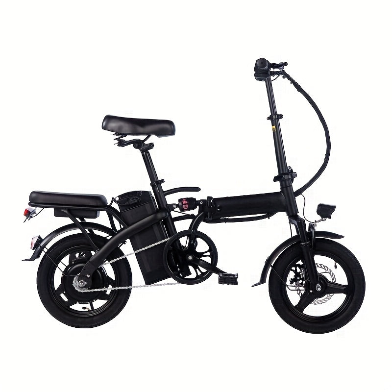 14 Inch Foldable Electric Bicycle for Adults 19MPH 48V Lithium Battery 18-28 Mile Range 330 LB Capacity Portable Folding E-Bike for Urban Commuting Outdoor Cycling - Optional Lock Phone Holder Basket