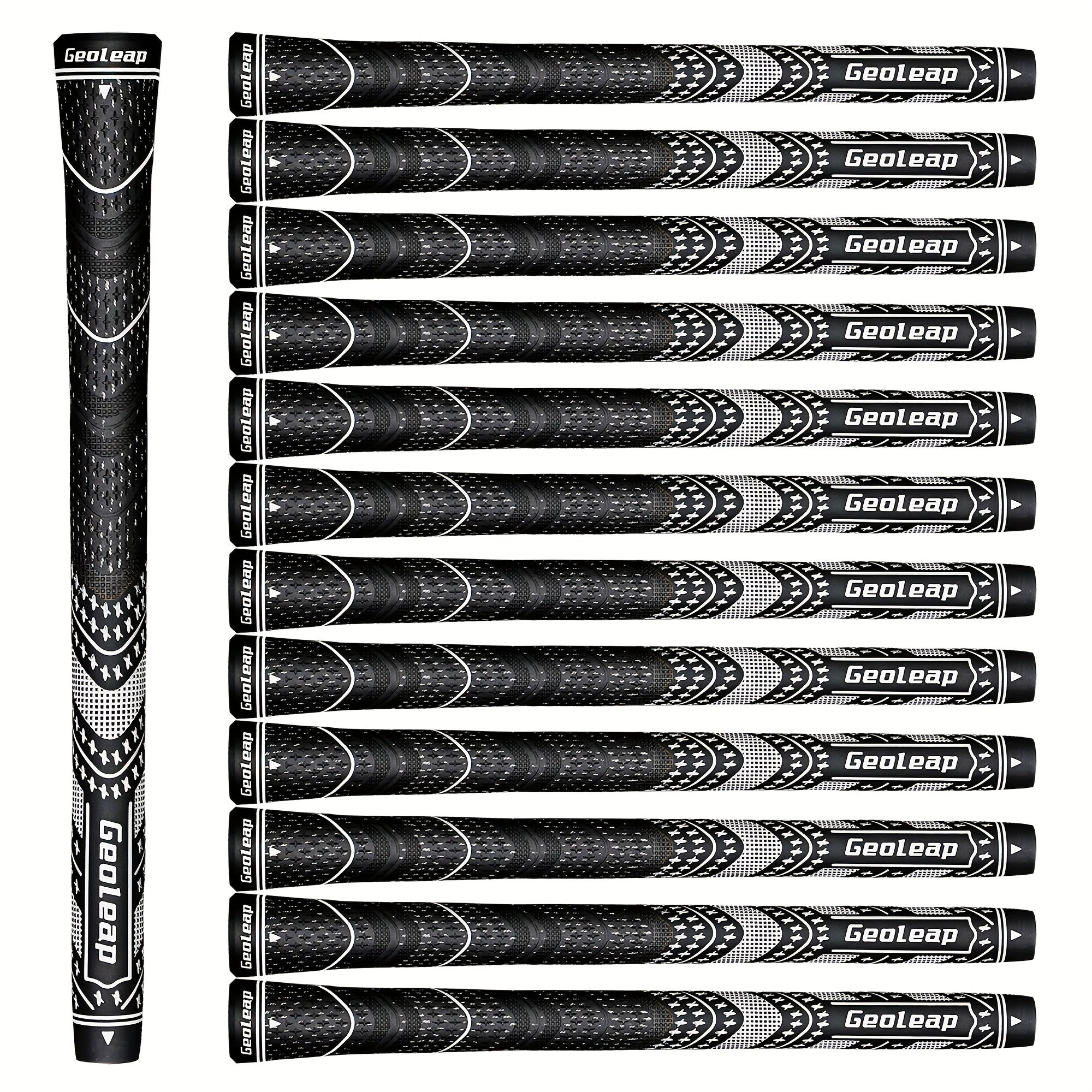 Geoleap Golf Grips Set of 13 Cord Rubber Compound Hybrid – All Weather Golf Club Grips Standard Midsize 8 Colors