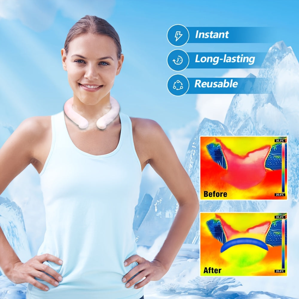 Neck Cooler Ice Ring 3 Pack Wearable Cooling Tube Gel Wrap for Hot Weather Summer Heat Outdoor Workers Sports Hot Flashes Fever Freezes at 28°C Blue White Pink Green