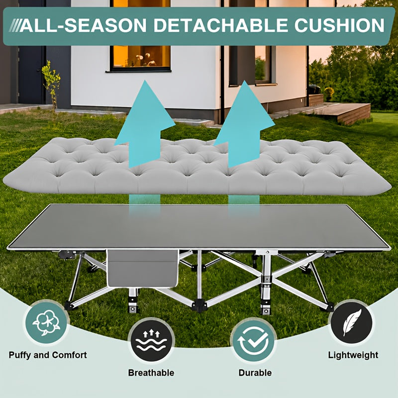 67/79-inch Options Available; Mattress Option; Camping Bed, Portable Folding Guest Bed, Weight Capacity 566/766 Lbs, Adult Outdoor Travel Bed, Suitable for Patios And Camping, Elegant Outdoor Furniture