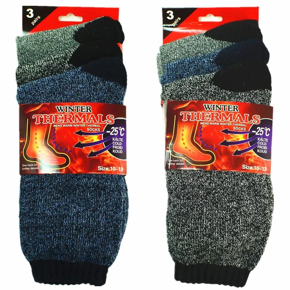 Thermal Socks for Men 6 Pairs Winter Warm Thick Insulated Boot Socks 80% Acrylic Crew Socks for Skiing Hiking Camping Snowmobiling Cold Weather One Size Fits Most