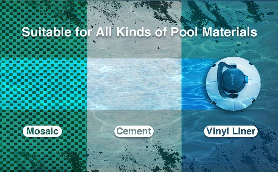 Cordless Robotic Pool Vacuum Cleaner 80-Min Battery – Dual Motor Strong Suction Auto Cleaning for Above Ground Flat Floor Round Oval Rectangular Pools Up to 30ft WINNY 200 SE