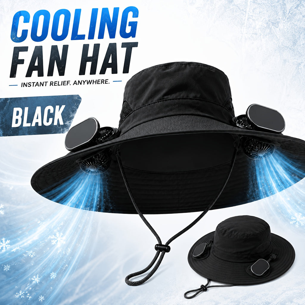 Solar Powered Cooling Fan Hat Wide Brim Dual Fans Adjustable Breathable Sun Hat for Men Women Outdoor Travel Garden Work Black Grey Khaki Camouflage