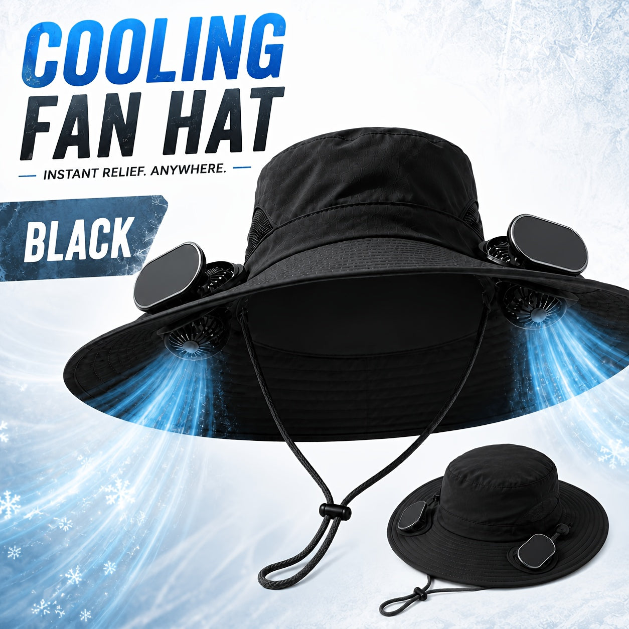 Solar Powered Cooling Fan Hat Wide Brim Dual Fans Adjustable Breathable Sun Hat for Men Women Outdoor Travel Garden Work Black Grey Khaki Camouflage