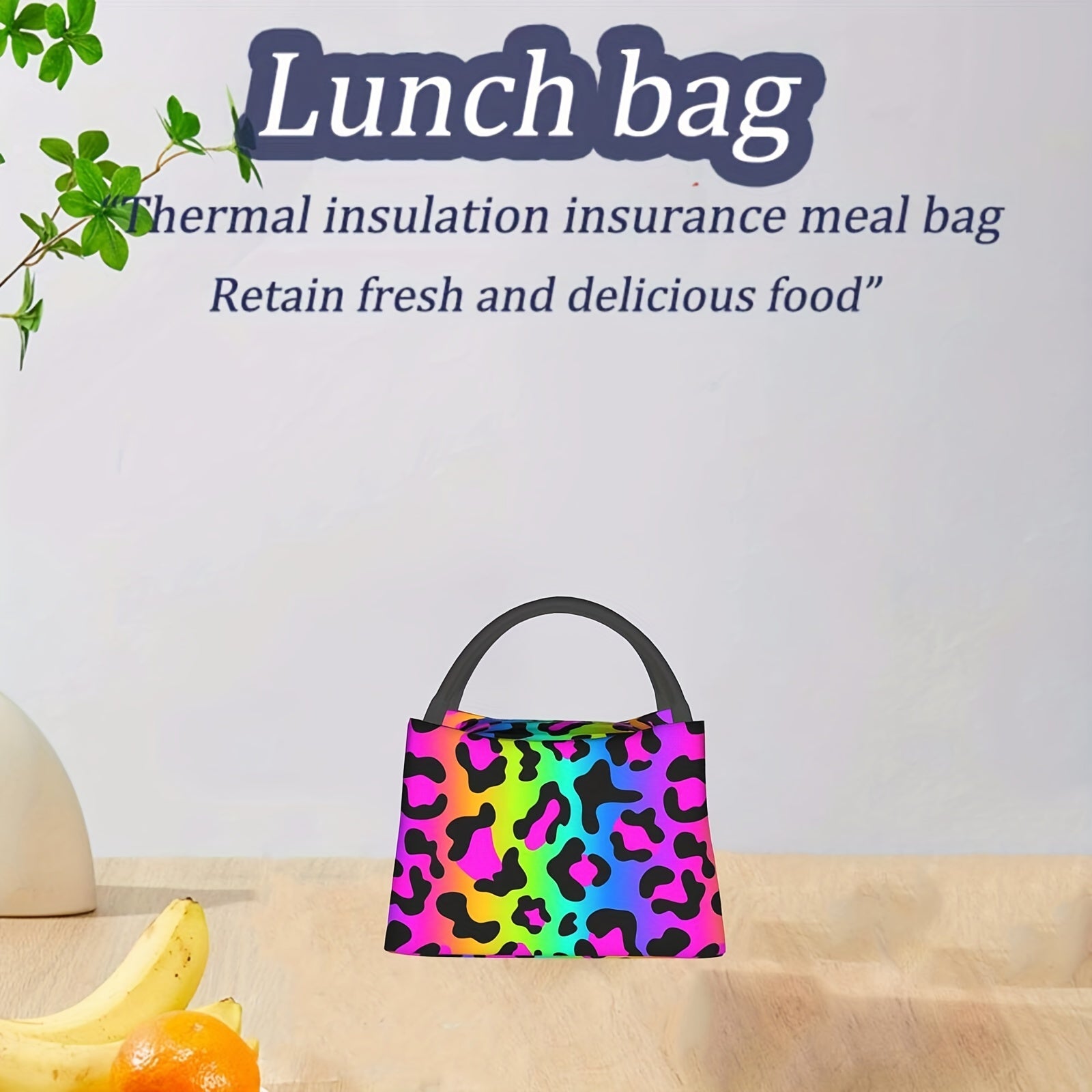 Insulated Lunch Bag Leopard Print for Women Men – Leak-Proof Zipper Cooler Tote Bag for Office Work Travel Picnic, Stylish Reusable Lunch Box 11x6.5x7in