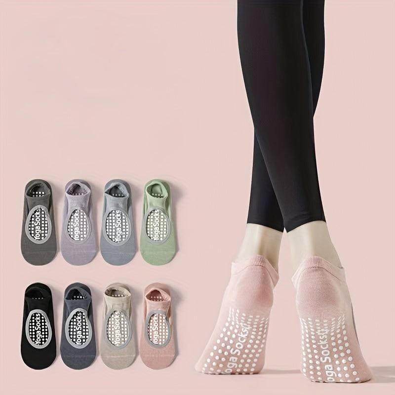 Non-Slip Yoga Socks for Women 4 Pairs Grip Socks with Silicone Dots Open Toe Design Pilates Barre Ballet Dance Fitness Socks Mixed Colors All Seasons