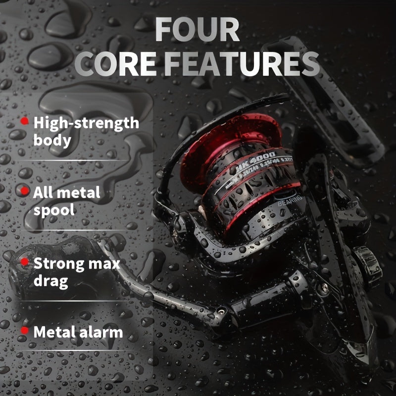Spinning Fishing Reel Metal Handle HK1000-7000 5.2:1 Gear Ratio – Ambidextrous Freshwater Saltwater Spinning Reel for Bass Trout Crappie Inshore Surf Fishing – Left & Right Hand