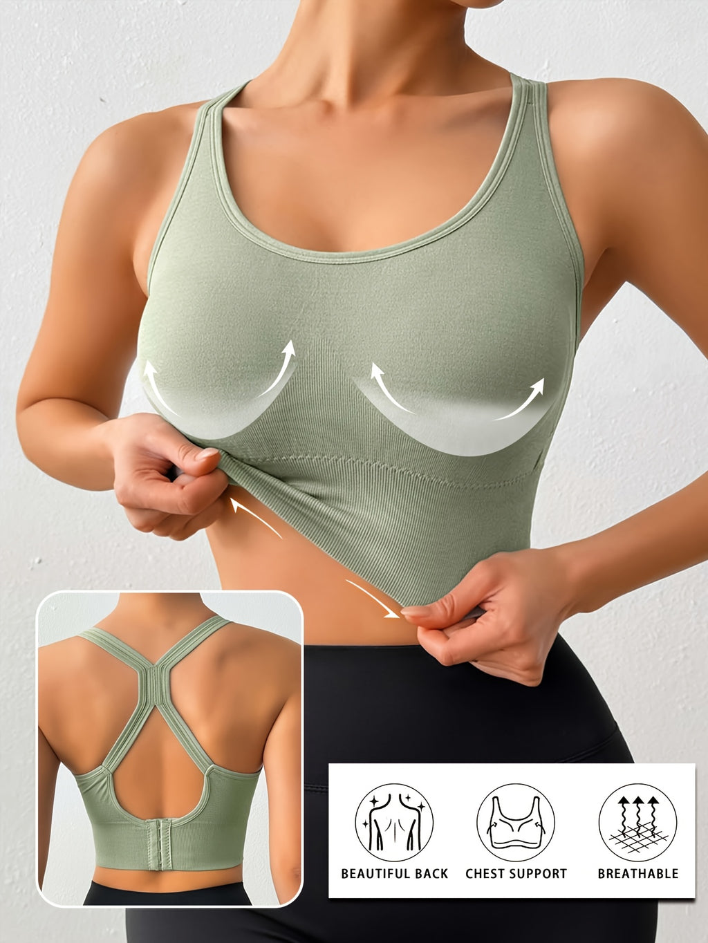 Women's Posture Corrector Racerback Sports Bra – Wireless Push Up Back Support Bra, Breathable Seamless Activewear for Yoga, Gym & Daily Wear M-XXL
