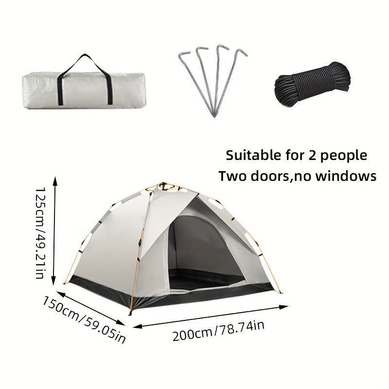 Automatic Pop-Up Camping Tent for 2-4 People – Foldable Portable Outdoor Shelter, Windproof & Sunproof with Two Doors, No Windows or Two Windows Options