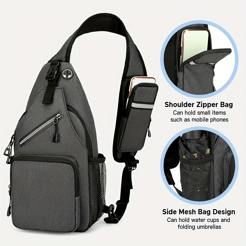 Crossbody Sling Bag for Men Women Large Capacity – Single Shoulder Travel Bag Multi-Purpose Outdoor Hiking Commuter Everyday Carry EDC Bag Secure Zipper Closure Unisex 14 Colors
