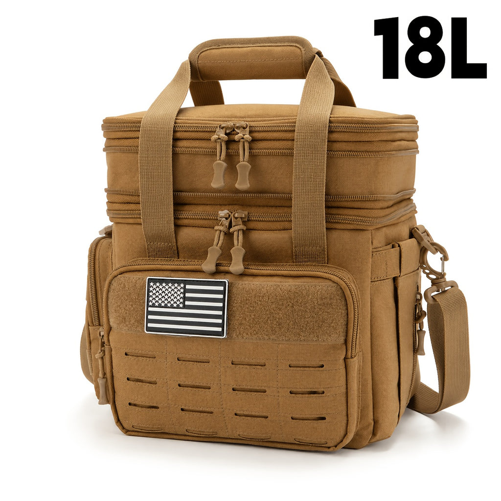 Tactical Cooler Bag Insulated Leakproof 24-Can – 4.76 Gal MOLLE Lunch Box for Men, Dual Compartment Expandable Thermal Tote, Camping Hunting Beach Work