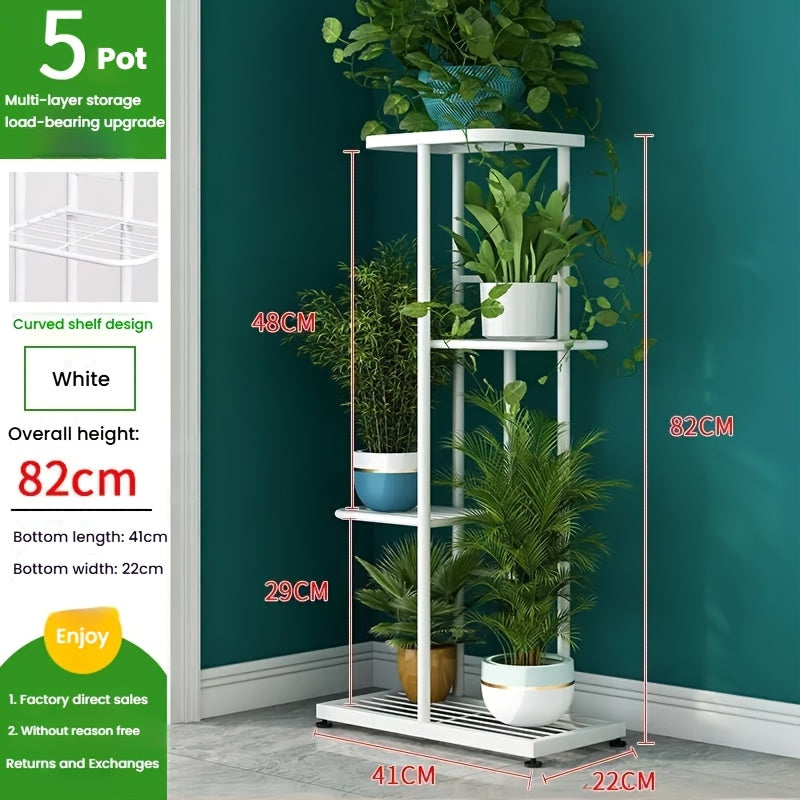 Metal Plant Stand Multi-Tier Indoor Outdoor – 5, 6 or 7 Pot Flower Rack for Living Room, Balcony & Corner Display, Anti-Rust Finish, Dark Grey Bronze Green White