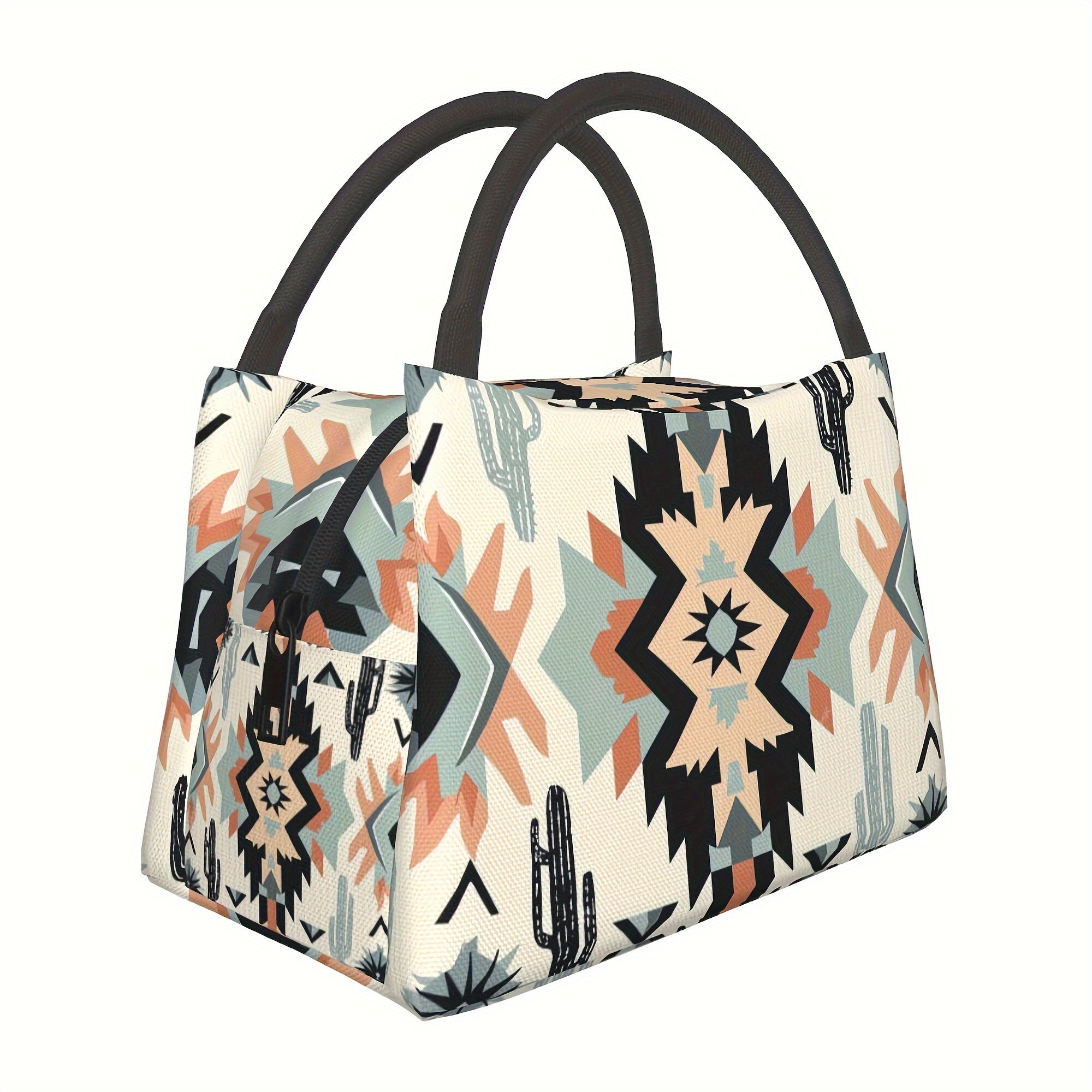 Bohemian Insulated Cooler Bag Lunch Tote 11x6.5x7 In – Portable Reusable Thermal Bag for Women Camping Picnic Beach Office Outdoor Home