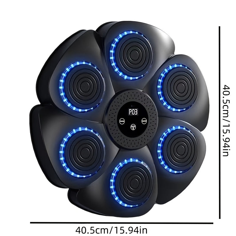 Wall-Mounted Wireless Boxing Machine 9-Speed Adjustable Punch Trainer with Counter LED Lights & Wireless Music – 6 Target Positions Home Gym Boxing Trainer with Gloves – Smart Boxing Pad for Adults