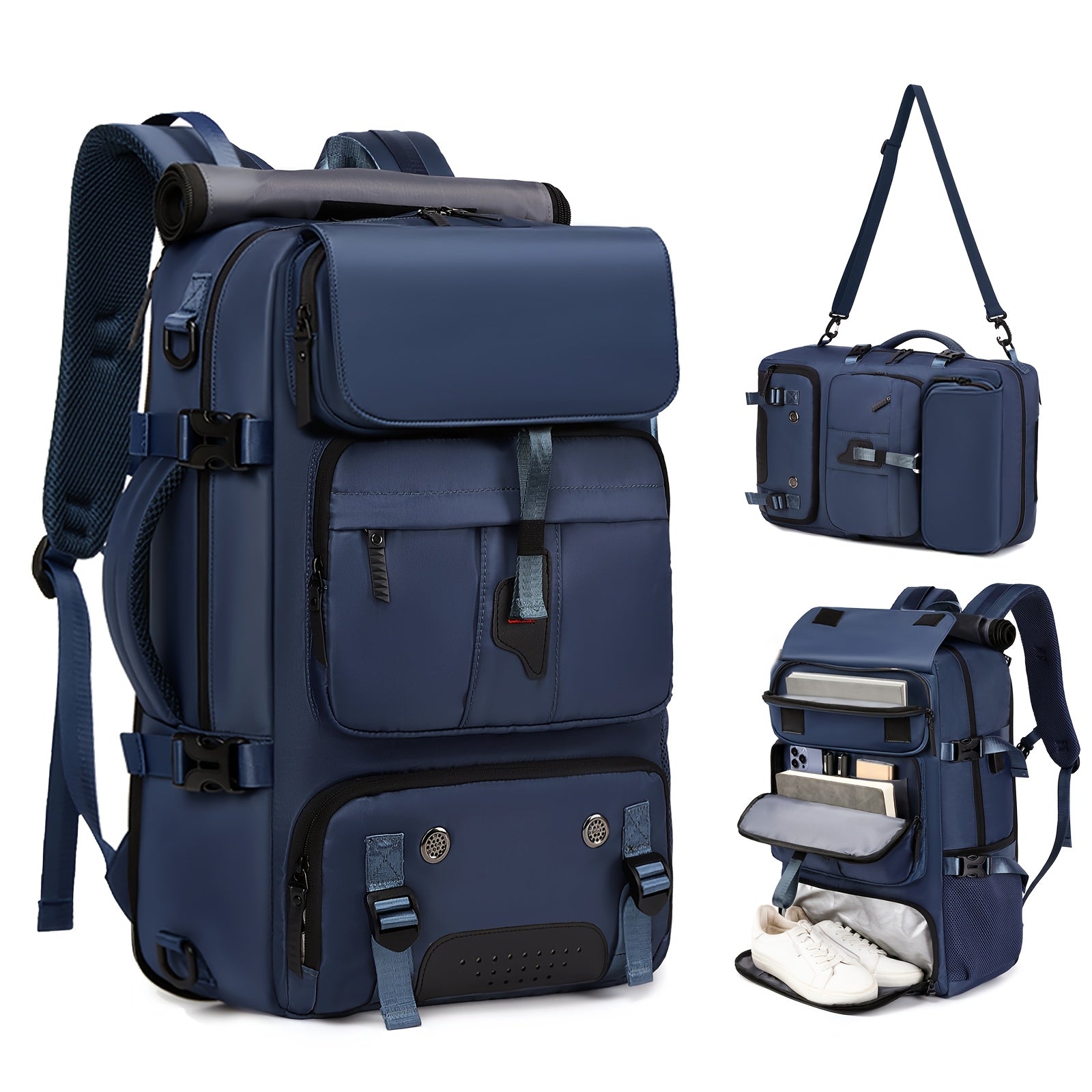 Large Capacity Laptop Backpack with Shoe Compartment – 31-35L Travel Backpack for Men & Women, USB Charging Port, Business, College & Weekend Trips