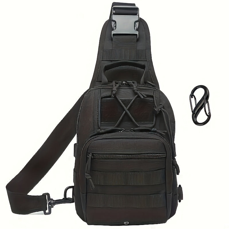 Tactical Sling Bag Outdoor Chest Pack Crossbody – Oxford Fabric Single Shoulder Backpack for Hiking Camping Travel Cycling EDC Hunting – Tan Green Black & American Flag Editions