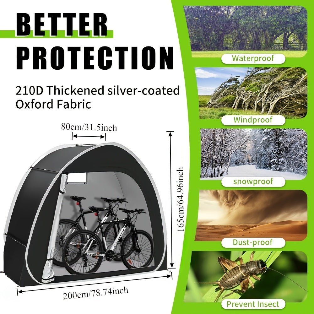 Outdoor Bike Storage Shed Tent 2-3 Bikes 210D Oxford Fabric PU4000 Waterproof UV Resistant Portable Bicycle Storage Tent Garden Tool Lawn Mower Storage All-Season