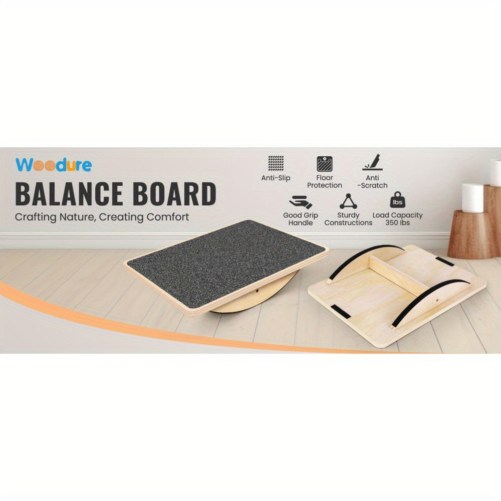 Balance Board Wobble Board Anti-Slip 350LBS Wooden Rocker Board for Core Strength Physical Therapy Standing Desk Adults Beginners