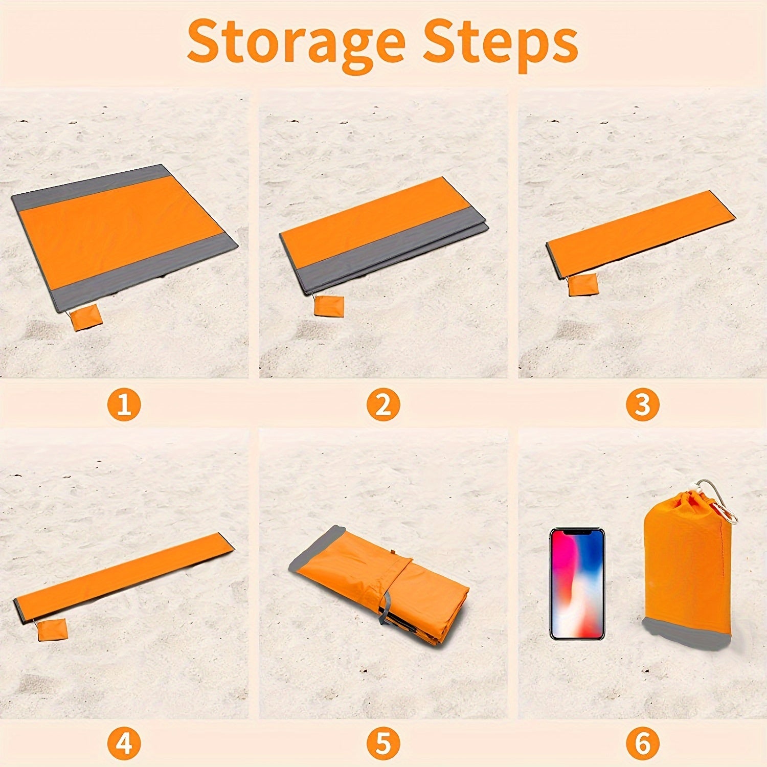 Sandproof Beach Blanket Foldable Mat with 4 Corner Stakes – Lightweight Portable Outdoor Blanket for Beach, Camping, Hiking, Travel & Picnic