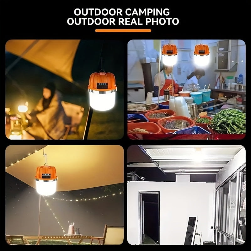 LED Camping Lantern USB Rechargeable – Ultra Bright Hanging Tent Light with Built-In Battery & Emergency Phone Charger for Camping, BBQ, Patio & Outdoor Use | Orange