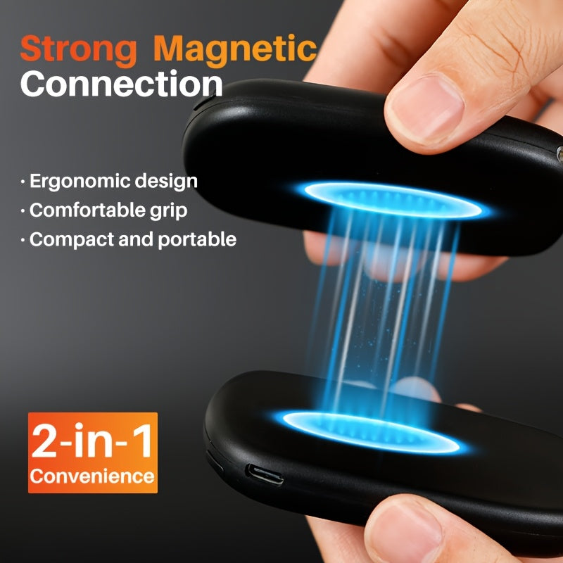 2-Pack Rechargeable Hand Warmers with COB Light & Magnetic Base - 12 Hours Warmth Electric Portable Hand Warmer with High Lumen Flashlight for Camping, Hiking, Winter Outdoor Use - Christmas Gift for Women Men